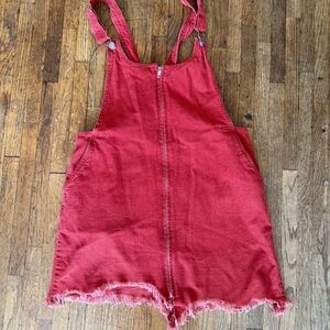 Le Lis Cherry Red Denim One Piece